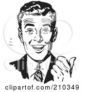 Royalty Free RF Clipart Illustration Of A Retro Black And White Businessman Smiling And Gesturing With His Thumb by BestVector #COLLC210349-0144