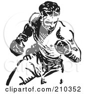Royalty Free RF Clipart Illustration Of A Retro Black And White Boxer