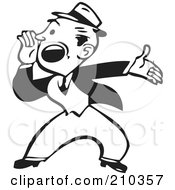 Royalty Free RF Clipart Illustration Of A Retro Black And White Businessman Shouting And Gesturing