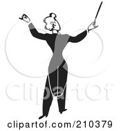 Royalty Free RF Clipart Illustration Of A Retro Black And White Music Conductor Facing Away by BestVector