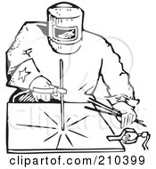 Royalty Free RF Clipart Illustration Of A Retro Black And White Welder