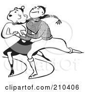 Royalty Free RF Clipart Illustration Of A Retro Black And White Couple Ice Skating by BestVector