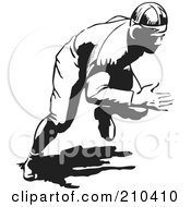 Royalty Free RF Clipart Illustration Of A Retro Black And White Baseball Player Running by BestVector