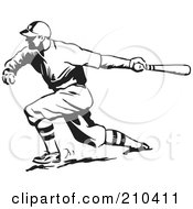 Poster, Art Print Of Retro Black And White Baseball Player Batting