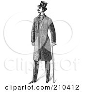 Poster, Art Print Of Retro Black And White Gentleman Standing In A Suit - 3