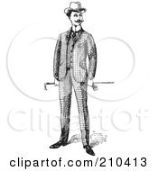 Poster, Art Print Of Retro Black And White Gentleman Standing In A Suit - 1