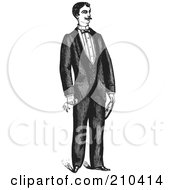 Poster, Art Print Of Retro Black And White Gentleman Standing In A Suit - 4