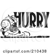 Retro Black And White Man Running On A Hurry Advertisement