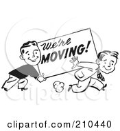 Poster, Art Print Of Retro Black And White Men Carrying A Were Moving Sign