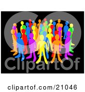 Clipart Illustration Of A Group Of Bright Diverse Colorful People Standing Proudly Together by 3poD