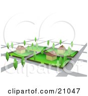 Clipart Illustration Of Three Homes On Lots In A Neighborhood by 3poD