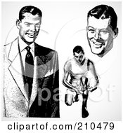 Poster, Art Print Of Digital Collage Of A Retro Black And White Men