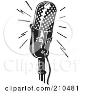 Poster, Art Print Of Retro Black And White Rounded Microphone