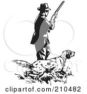 Retro Black And White Man With A Hunting Dog