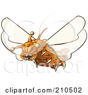 Poster, Art Print Of Scary Orange Monster Fly With Sharp Teeth And Claws