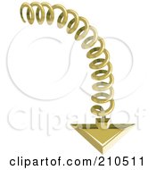 Royalty Free RF Clipart Illustration Of A Springy Golden Arrow Pointing Down