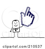 Poster, Art Print Of Stick Person Businses Man Holding A Hand Cursor