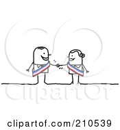 Royalty Free RF Clipart Illustration Of A Stick Person Business Man Shaking Hands With A Female Colleague by NL shop