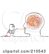Poster, Art Print Of Stick Person Man Doctor Pulling Strings From A Brain