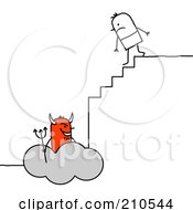 Poster, Art Print Of Stick Person Man Climbing The Steps To Hell