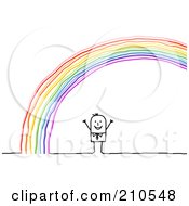 Royalty Free RF Clipart Illustration Of A Stick Person Man Standing Under A Rainbow