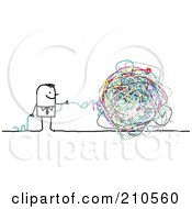 Poster, Art Print Of Stick Person Business Man With A Ball Of Strings