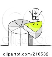 Poster, Art Print Of Stick Person Man Standing On A Piece Of A Pie Chart
