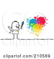 Poster, Art Print Of Stick Person Man Painting Splatters