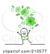 Stick Person Man Under Money Hearts And Shamrocks