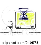 Poster, Art Print Of Stick Person Business Man Waiting On A Slow Computer