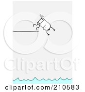 Royalty Free RF Clipart Illustration Of A Stick Person Man Diving Off Of A Ledge