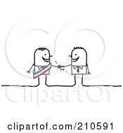 Royalty Free RF Clipart Illustration Of A Stick Person Business Man Shaking Hands With A Colleague by NL shop