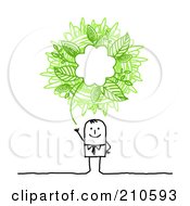 Poster, Art Print Of Stick Person Business Man With A Green Ecology Scribble Thought Balloon