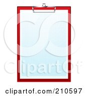 Sheet Of Blue Graph Paper On A Red Clipboard