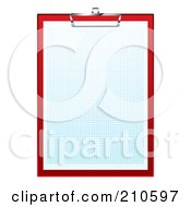 Poster, Art Print Of Sheet Of Blue Graph Paper On A Red Clipboard