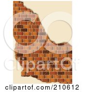 Poster, Art Print Of Edges Of Plaster Around A Brown Brick Wall