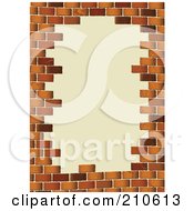 Poster, Art Print Of Border Of Brown Bricks Around Beige Text Space