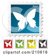 Poster, Art Print Of Digital Collage Of Colorful Butterfly Nature Stamps
