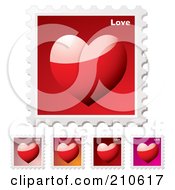 Royalty Free RF Clipart Illustration Of A Digital Collage Of Colorful Heart Stamps by michaeltravers