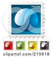 Royalty Free RF Clipart Illustration Of A Digital Collage Of Colorful Yin Yang Stamps by michaeltravers