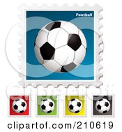 Poster, Art Print Of Digital Collage Of Colorful Soccer Football Stamps