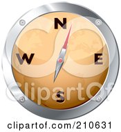Royalty Free RF Clipart Illustration Of An Orange And Chrome Map Compass