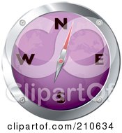 Poster, Art Print Of Purple And Chrome Map Compass