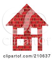 Poster, Art Print Of Red Brick Home With Three Windows And A Door