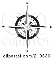 Poster, Art Print Of Black And White Ornate Compass Rose