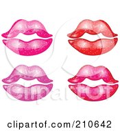 Poster, Art Print Of Digital Collage Of Sparkly Feminine Lips With Lipstick