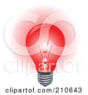 Poster, Art Print Of Red Light Bulb Aglow