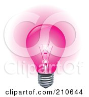 Royalty Free RF Clipart Illustration Of A Pink Light Bulb Aglow by yayayoyo