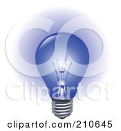 Royalty Free RF Clipart Illustration Of A Blue Light Bulb Aglow by yayayoyo
