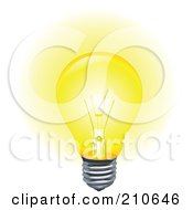 Royalty Free RF Clipart Illustration Of A Yellow Light Bulb Aglow by yayayoyo
